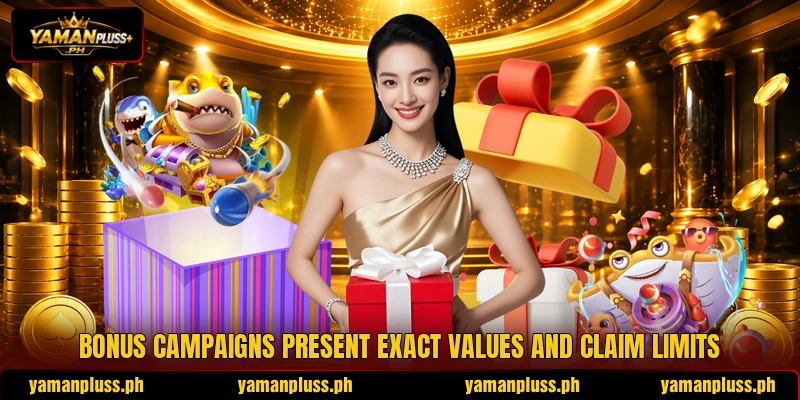 Bonus campaigns present exact values and claim limits Bonus campaigns present exact values and claim limits