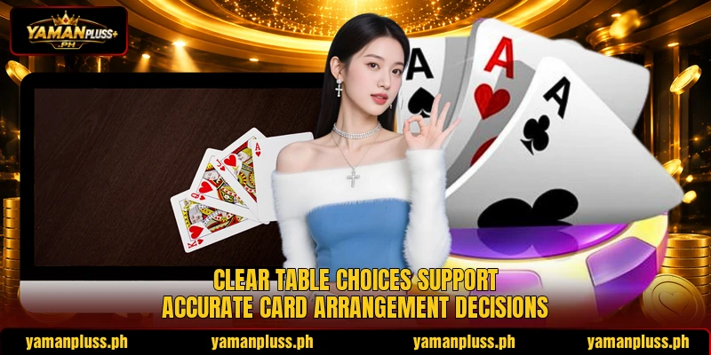 Clear table choices support accurate card arrangement decisions Clear table choices support accurate card arrangement decisions