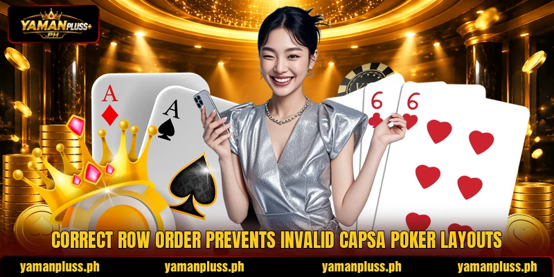 Correct row order prevents invalid capsa poker layouts Correct row order prevents invalid capsa poker layouts