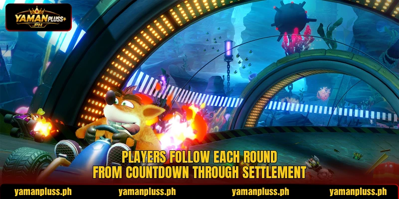 Players follow each round from countdown through settlement Players follow each round from countdown through settlement